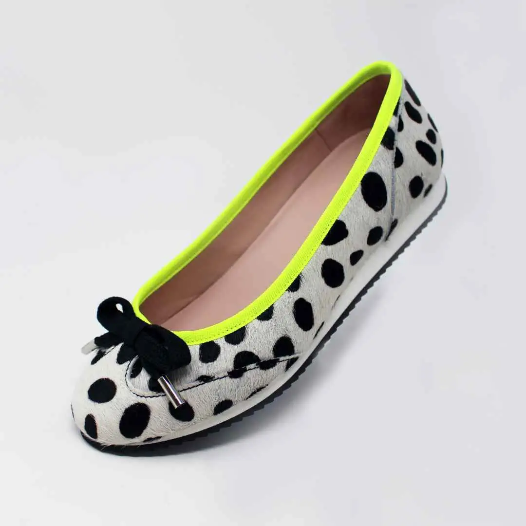 Leopard print ballet pump with neon trim